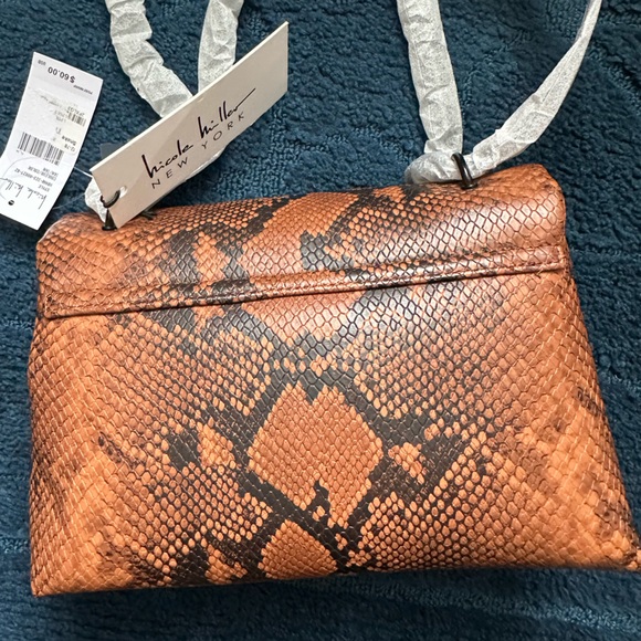 Nicole Miller Brown Snake Print Women Bag - Picture 8 of 9